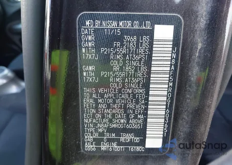 2016 Nissan Juke Sv from USA, damaged, VIN JN8AF5MR0GT603651